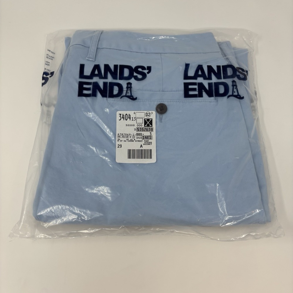 NWT Lands End Men's Light Blue Chino Pants Straight Leg‎ 36